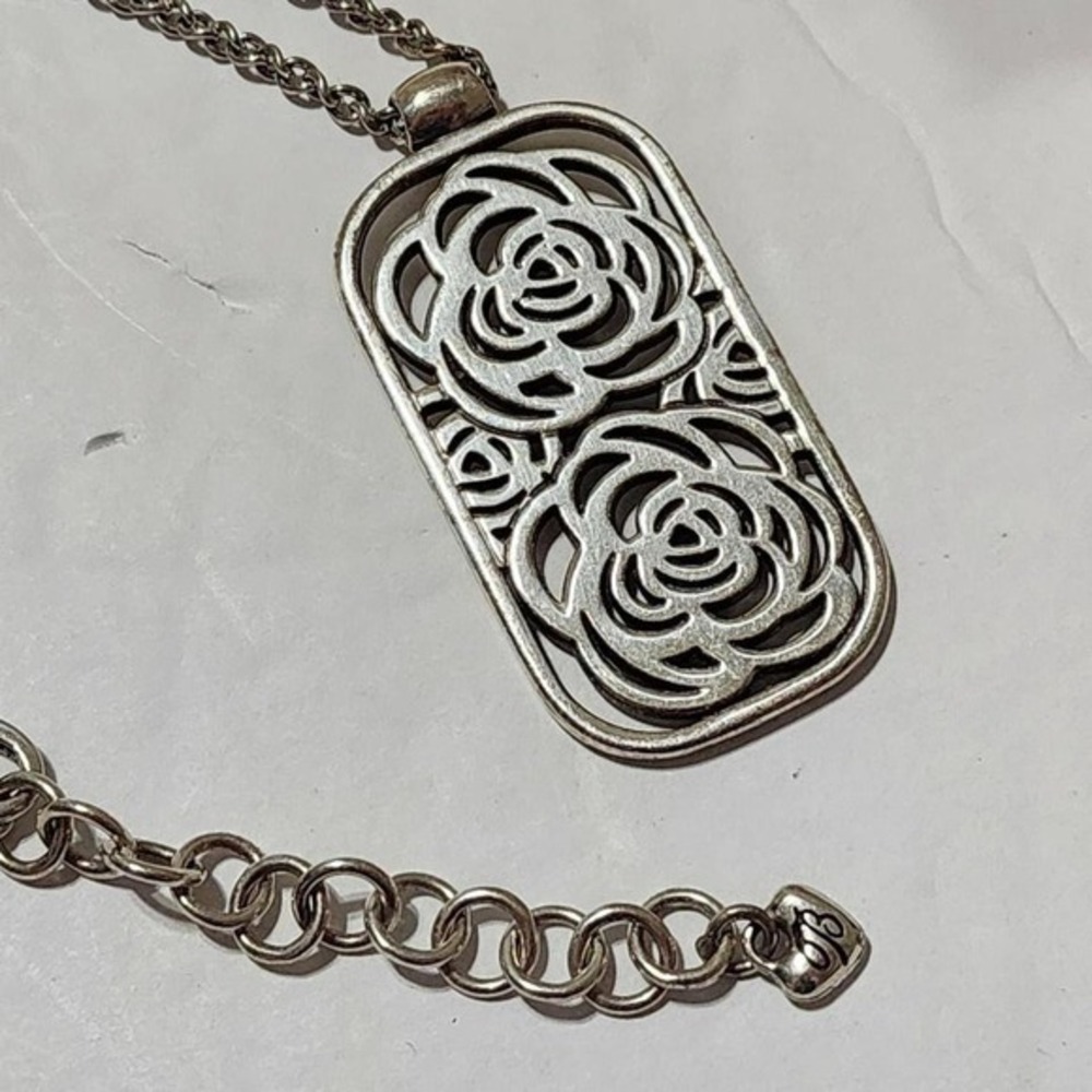 Brighton Montana Rose scrolled silver plated necklace‎